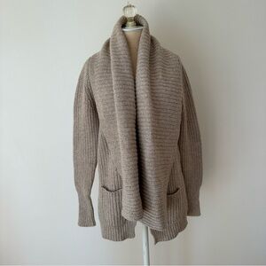 JCREW Lambs Wool Shawl Sweater in Tan